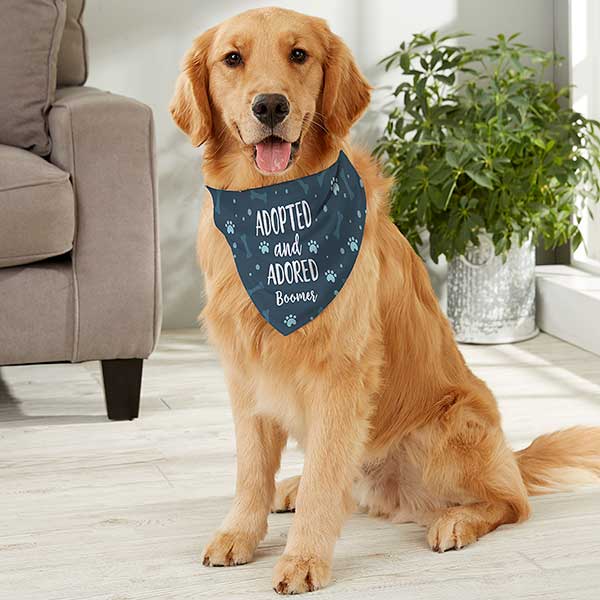 Adopted Adored Personalized Dog Bandana Large