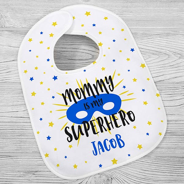 Who Is Your Super Hero Personalized Baby Bibs - 29323