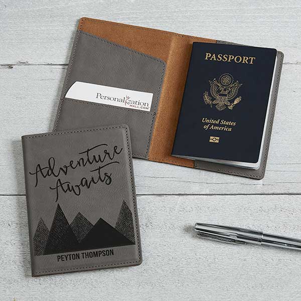 Adventure Awaits Personalized Leatherette Passport Holders - 29336