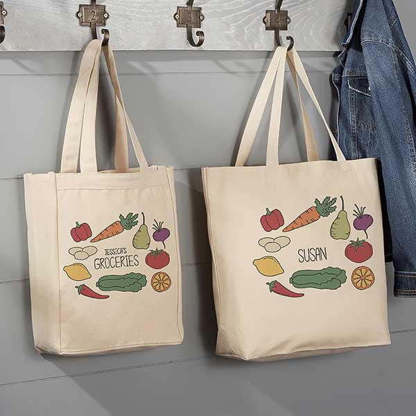 Personalized 14x10 Grocery Canvas Tote Bag