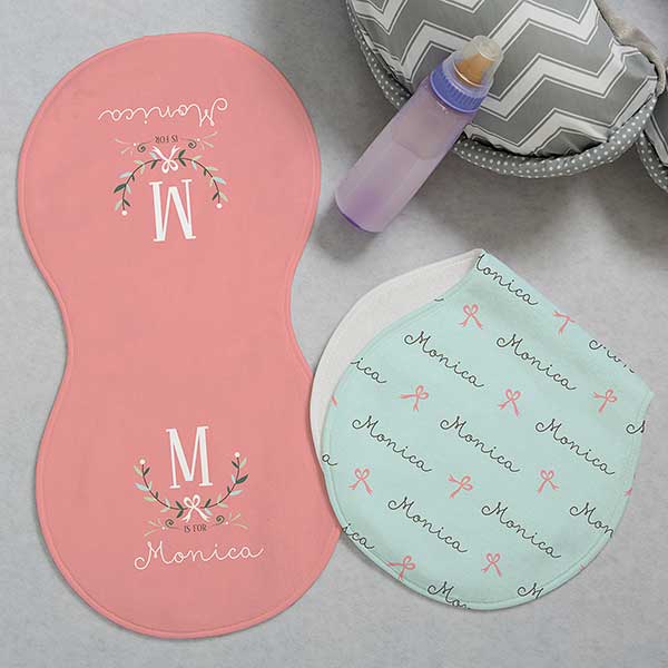 Girly Chic Personalized Burp Cloths - 29346