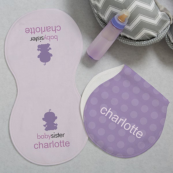 Big or Baby Brother & Sister Personalized Burp Cloths - 29368