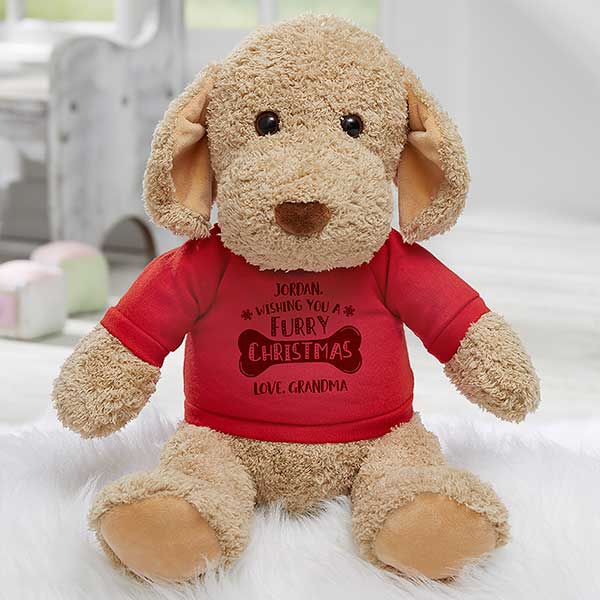 Furry Christmas Personalized Christmas Plush Dog Stuffed Animals - 29376