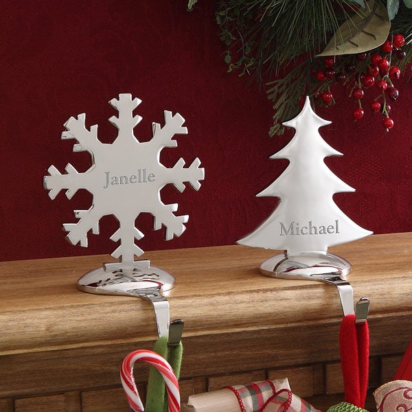 Engraved Nickel-Plate Stocking Holders - 2945