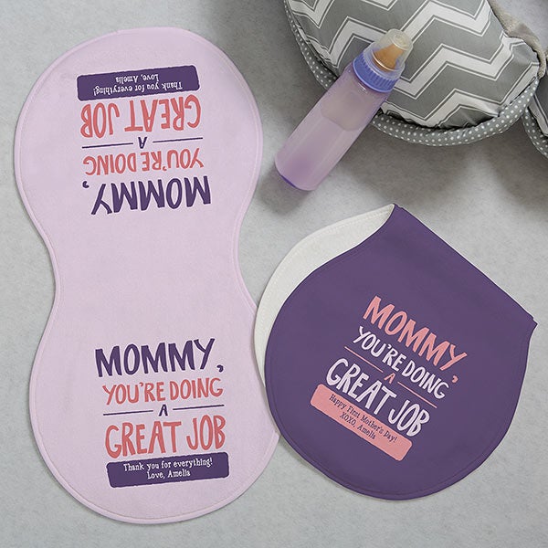 Mommy, You're Doing A Great Job Personalized Burp Cloths - 29529