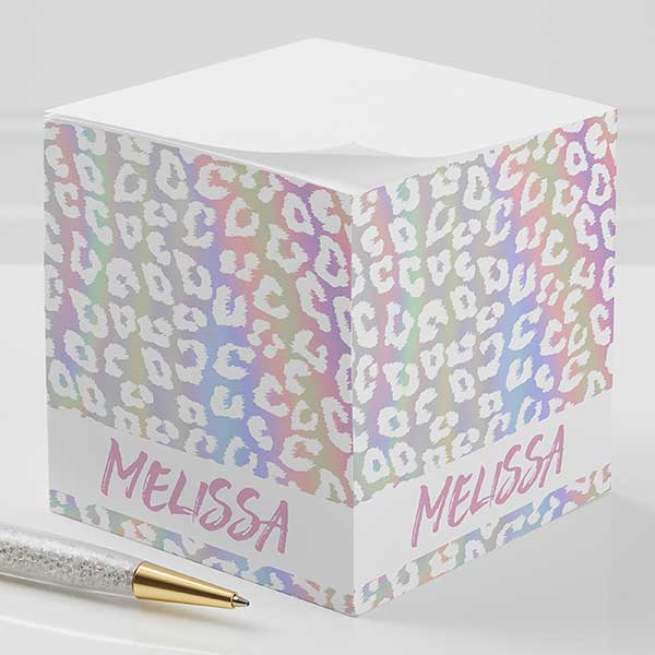 Leopard Print Personalized Paper Note Cube - 29536