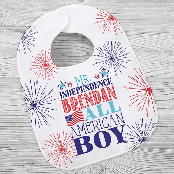 Red, White and Blue Personalized Baby Bibs - 29541