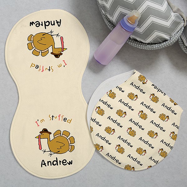 I'm Stuffed Personalized Burp Cloths - 29547