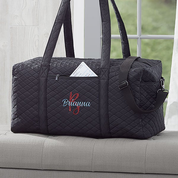 Playful Name Embroidered Quilted Duffel Bag - 29569
