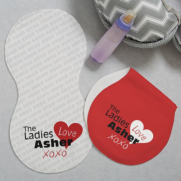 The Ladies Love Me Personalized Burp Cloths - 29574