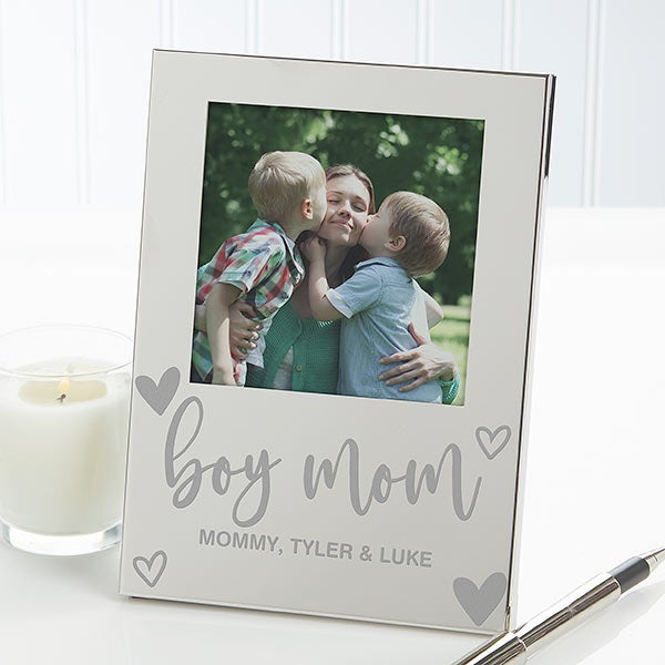 Boy Mom Personalized Silver Picture Frame - 29598