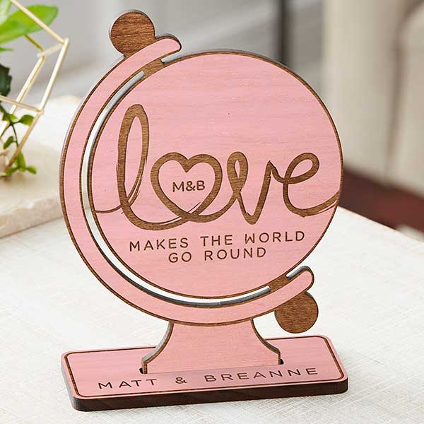 Love Makes the World Go Round Personalized Wood Keepsakes - 29619