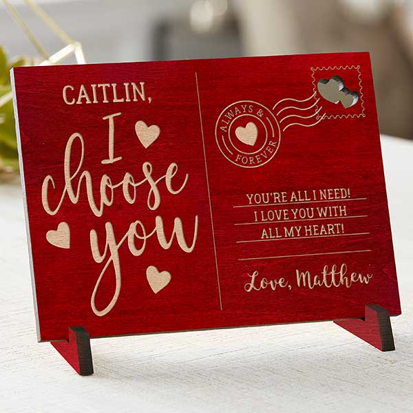 I Choose You Personalized Wooden Postcards - 29620