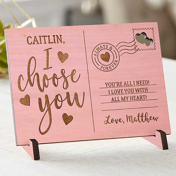 I Choose You Personalized Wooden Postcards - 29620