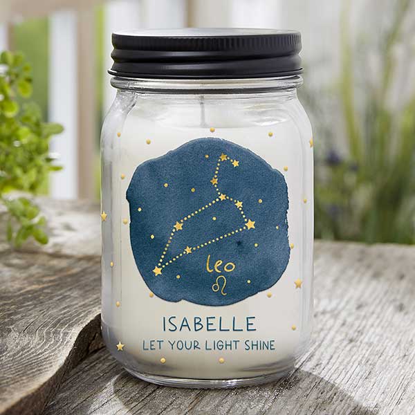 Leo Zodiac Personalized Candle Jar - 29646