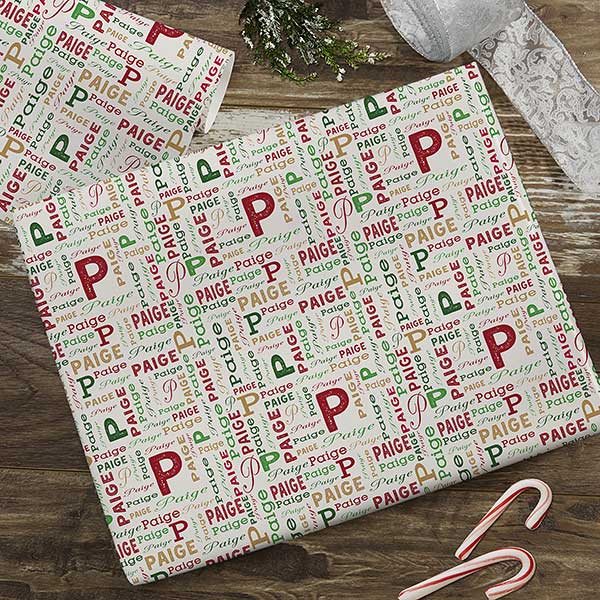 Christmas Repeating Name Personalized Wrapping Paper - 29667