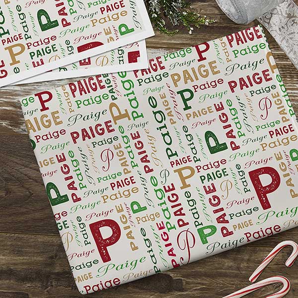 Christmas Repeating Name Personalized Wrapping Paper - 29667