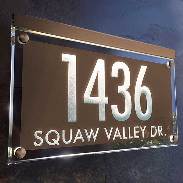 Metallic Crystal LED Engraved Futura Lighted Address Signs - 29696D
