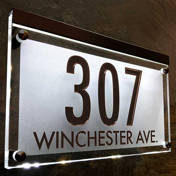 Frosted Crystal LED Engraved Futura Lighted Address Signs - 29697D