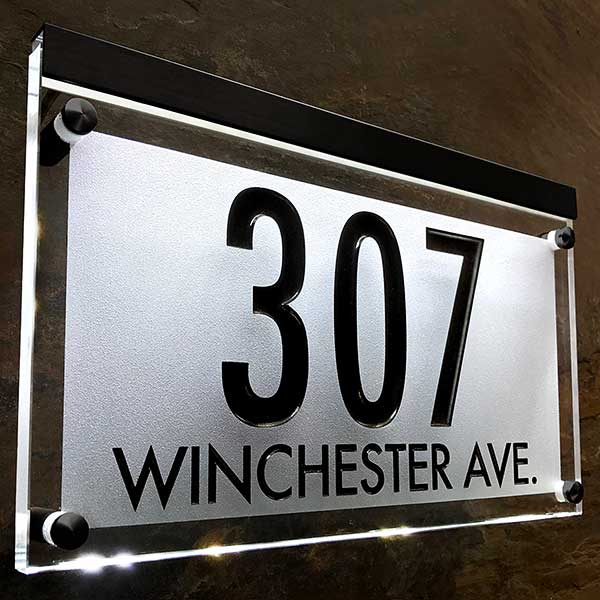 Frosted Crystal LED Engraved Futura Lighted Address Signs - 29697D