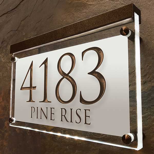 Frosted Crystal LED Engraved Trajan Lighted Address Signs - 29698D