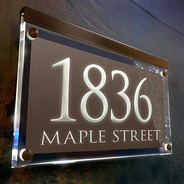 Metallic Crystal LED Engraved Trajan Lighted Address Signs - 29699D