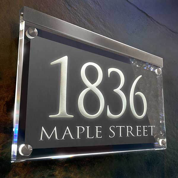 Metallic Crystal LED Engraved Trajan Lighted Address Signs - 29699D