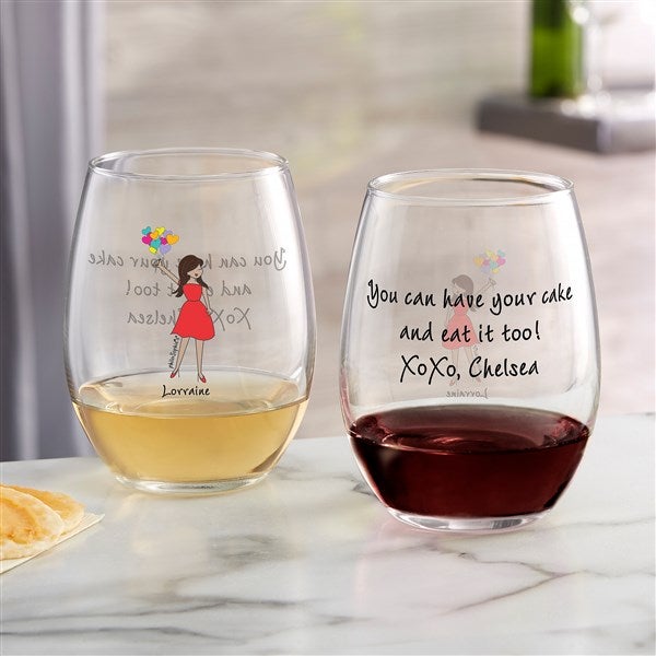 Birthday Balloons philoSophie's Personalized Wine Glasses - 29747