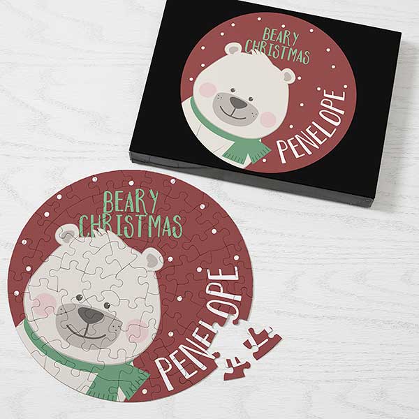 Holly Jolly Characters Personalized Polar Bear Christmas Puzzle - 29773