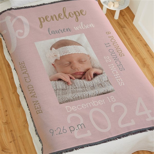 Modern All About Baby Girl Personalized Photo Baby Blankets - 29776