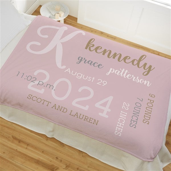 Modern All About Baby Girl Personalized 50x60 Plush Fleece Baby Blanket