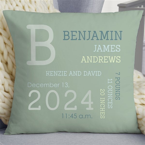 Modern All About Baby Boy Personalized Baby Throw Pillows - 29784