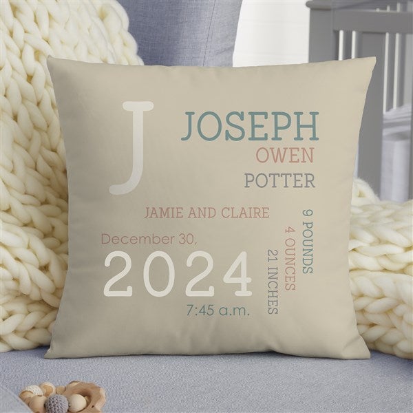 Modern All About Baby Boy Personalized Baby Throw Pillows - 29784