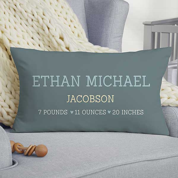 Modern All About Baby Boy Personalized Baby Throw Pillows - 29784