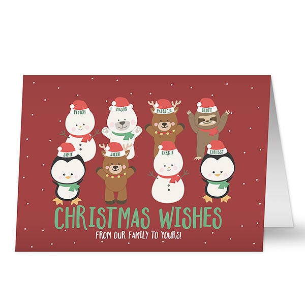 Holly Jolly Characters Personalization Holiday Cards - 29788