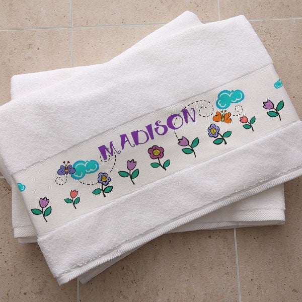 Personalized Kids Custom Bath Towel Girl Time