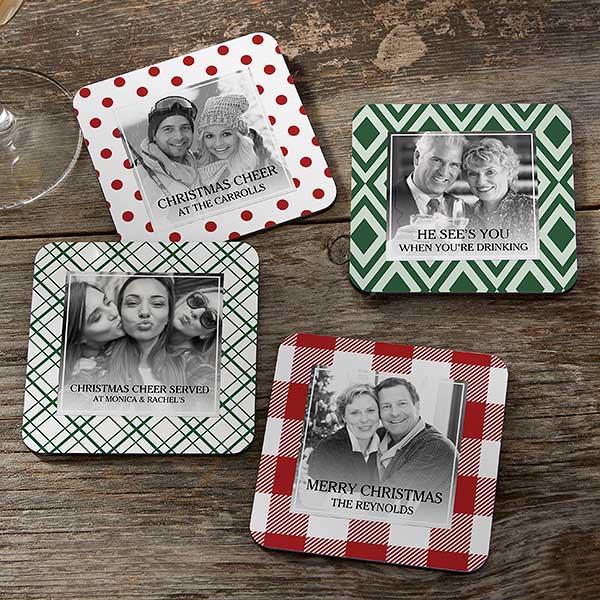 Christmas Custom Pattern Personalized Photo Coasters - 29826