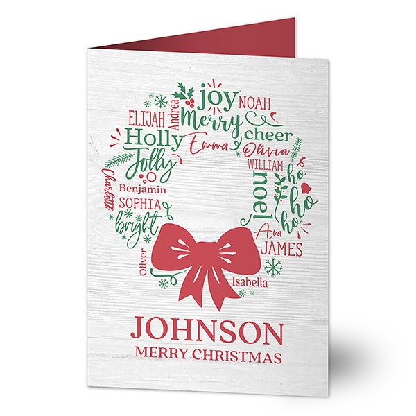 Merry Mistletoe Personalized Family Holiday Cards - 29840