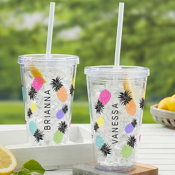 Pineapple Party Personalized 17 oz Acrylic Insulated Tumbler - 29849