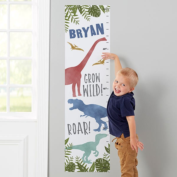 Dinosaur World Personalized Vinyl Growth Chart Wall Decal - 29852