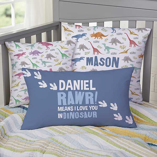 Dinosaur World Personalized Throw Pillows for Kids