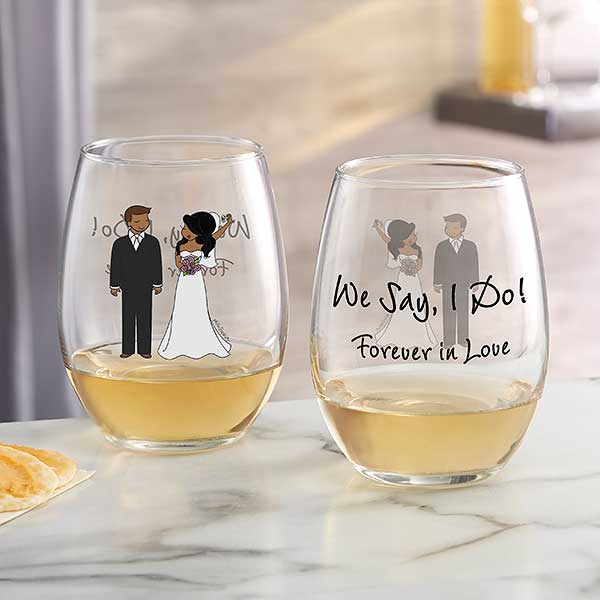 Personalized Stemless Wine Glass for Couples