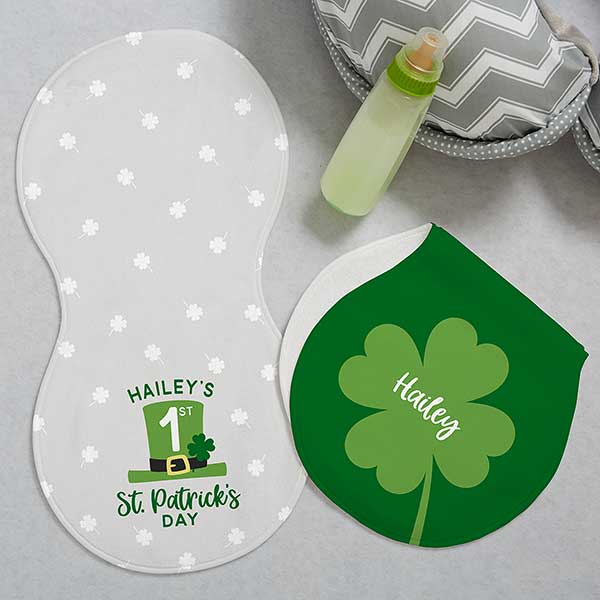 First St. Patrick's Day Personalized Burp Cloths - Set of 2 - 29882