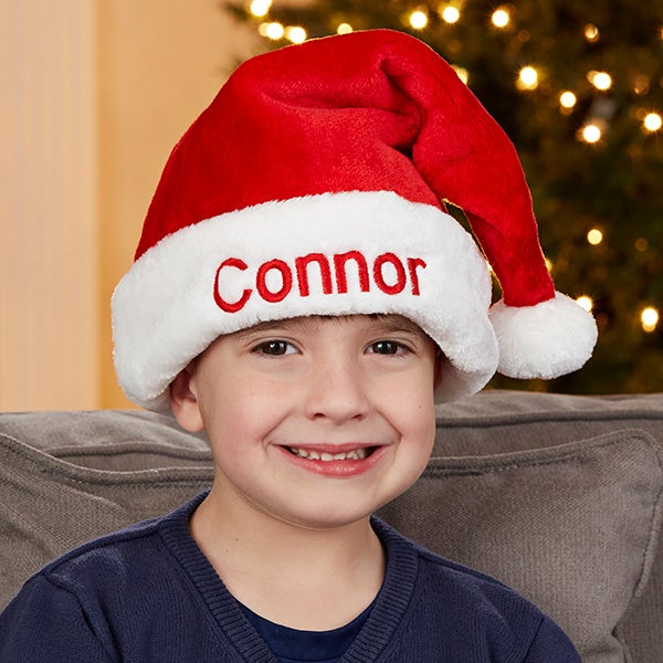 Plush Velvet Personalized Santa Hat For Him - 29917