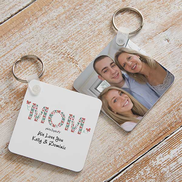Floral Mom Personalized Photo Keychain by philoSophie's - 29933