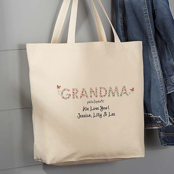 Floral Mom Personalized Canvas Tote Bags by philoSophie's - 29946