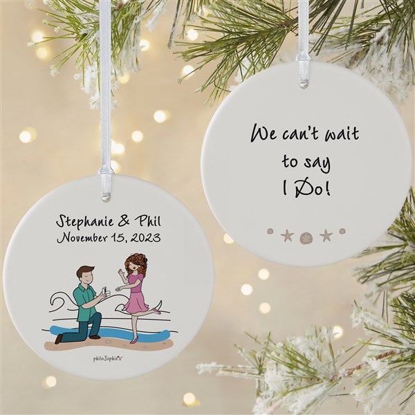 Beach shop engagement ornament