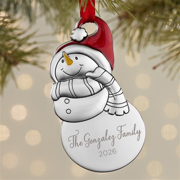 Happy Snowman Personalized Metal Ornament - 29985