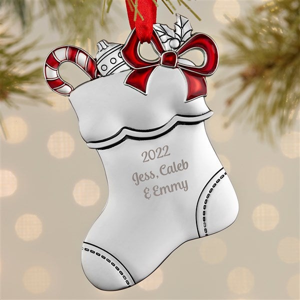 Silver Metal Snowman Christmas Stocking security