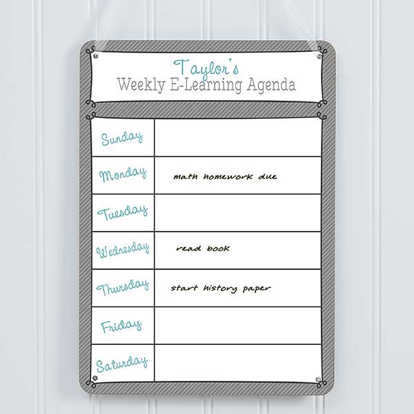 Weekly E-Learning Agenda Personalized Dry Erase Sign - 30059